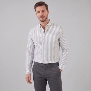 Linen Vertical Stripe Dress Shirt