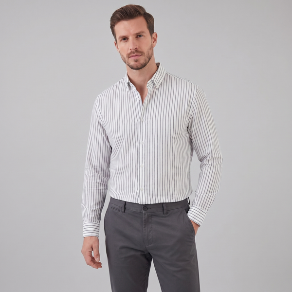 Linen Vertical Stripe Dress Shirt