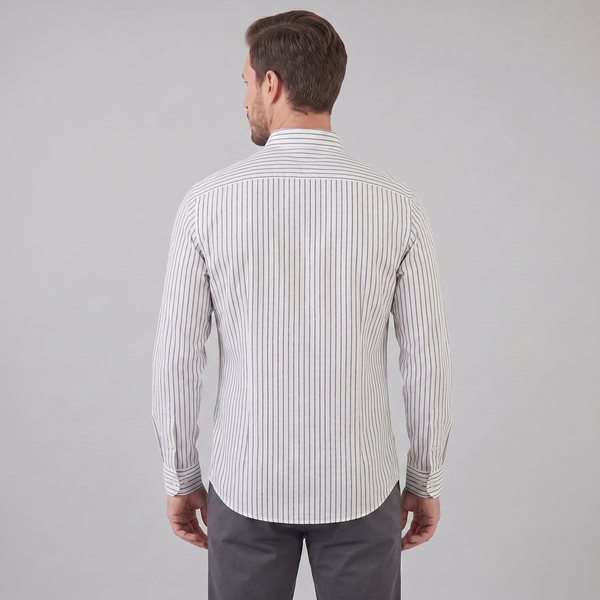 Linen Vertical Stripe Dress Shirt