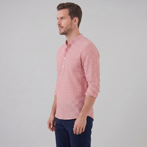 Long Sleeve Striped Henley Shirt