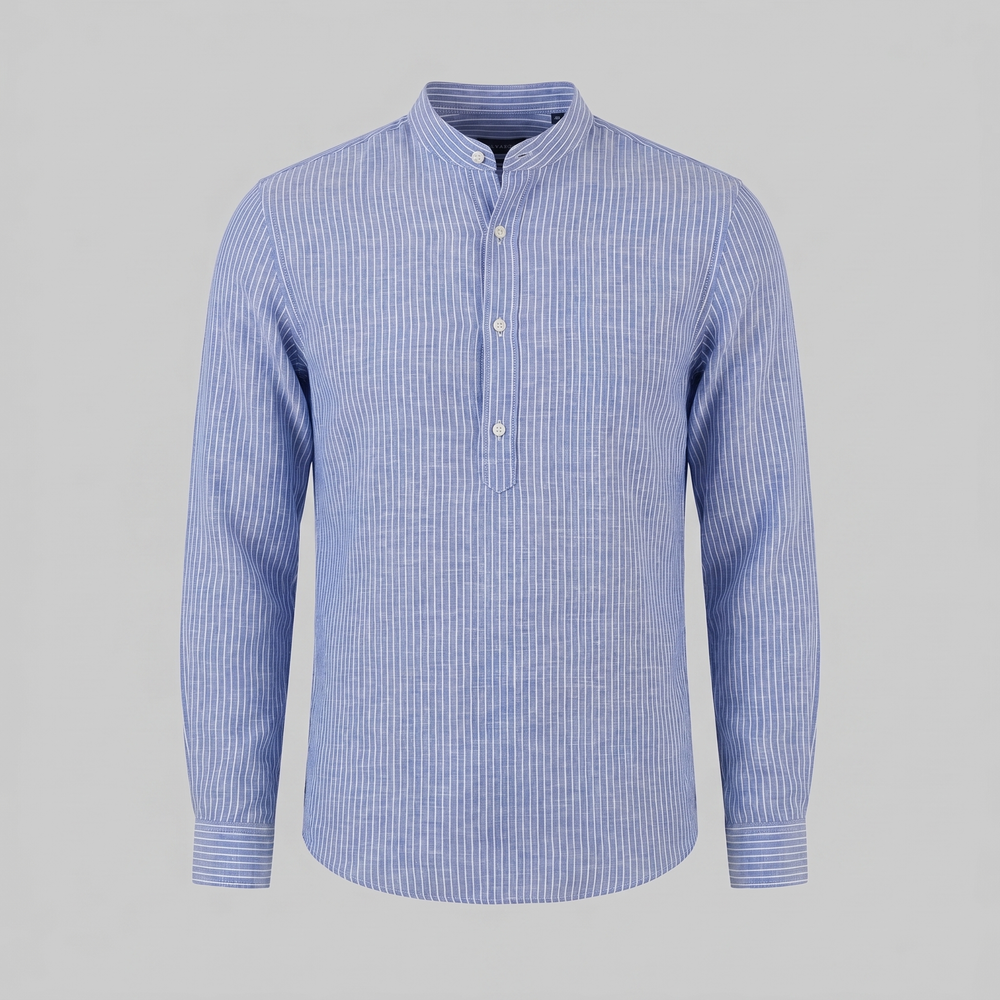 Long Sleeve Striped Henley Shirt