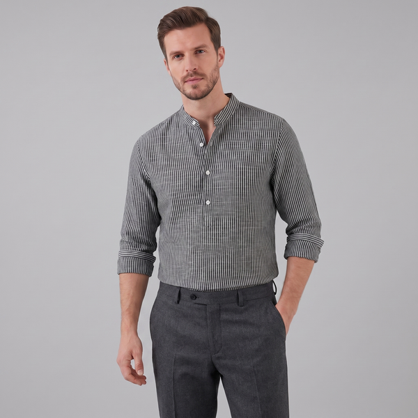 Long Sleeve Striped Henley Shirt