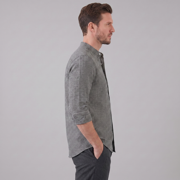 Long Sleeve Striped Henley Shirt