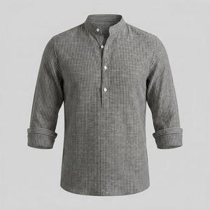 Long Sleeve Striped Henley Shirt