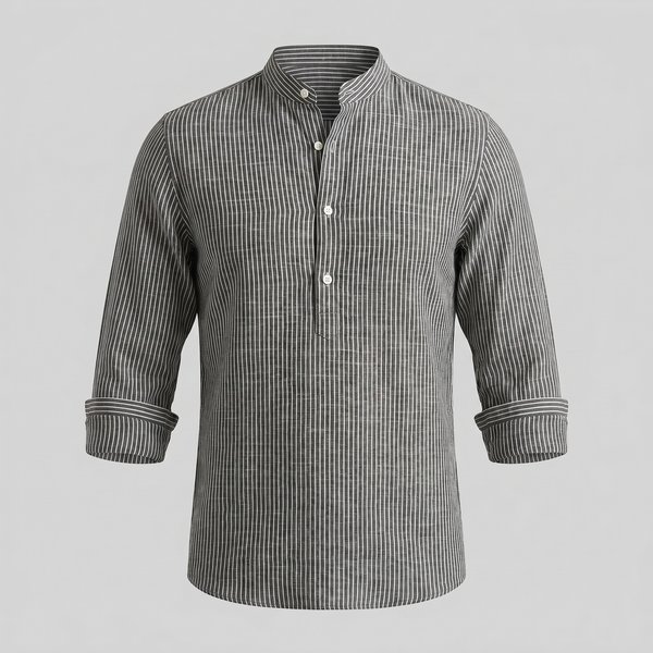 Long Sleeve Striped Henley Shirt