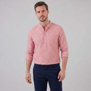 Long Sleeve Striped Henley Shirt