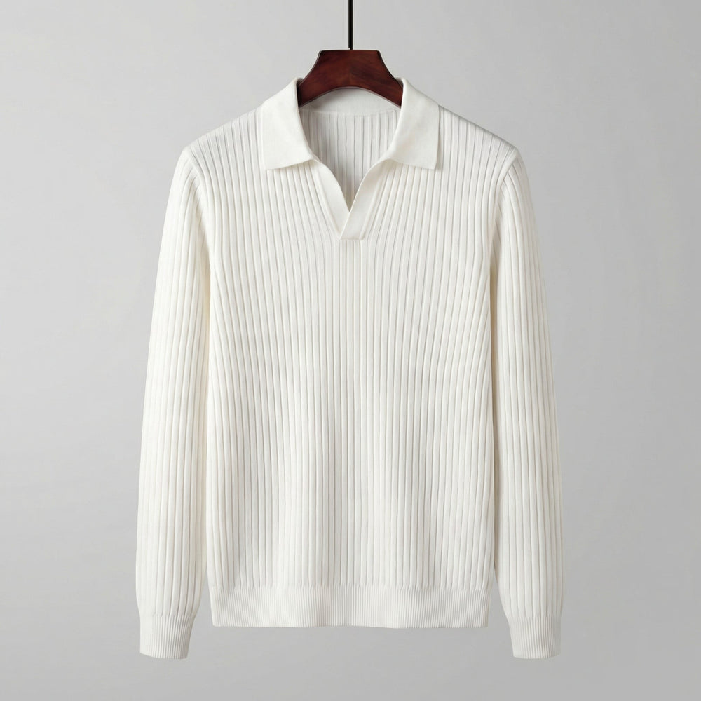 Long Sleeve V-Neck Polo Shirt
