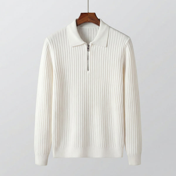 Long Sleeve Zipper Polo Sweater