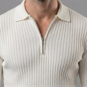 Long Sleeve Zipper Polo Sweater