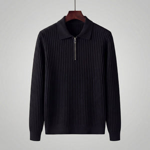 Long Sleeve Zipper Polo Sweater