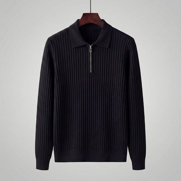Long Sleeve Zipper Polo Sweater
