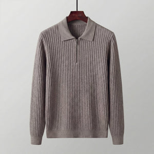 Long Sleeve Zipper Polo Sweater