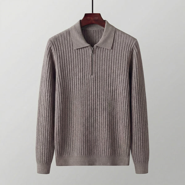 Long Sleeve Zipper Polo Sweater