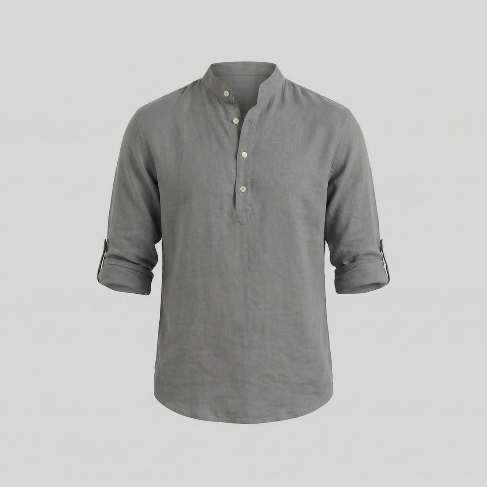 Loose-Fit Henley Collar Shirt