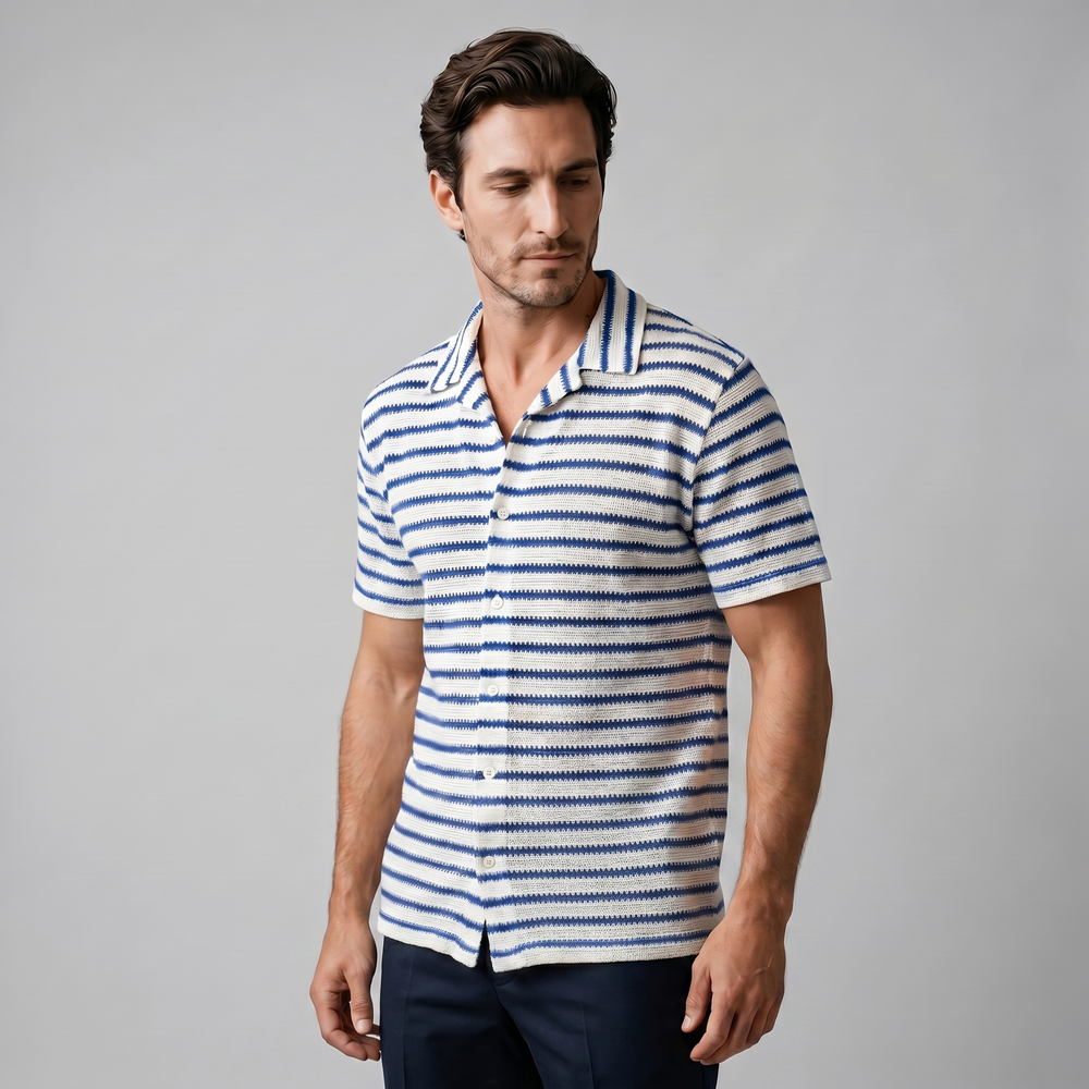 Open-Knit Stripe Resort Shirt