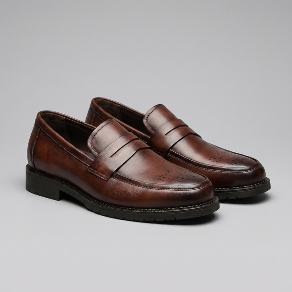 Penny Loafers With Brogue Details