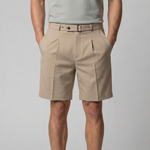 Pleated Tailored Chino Shorts