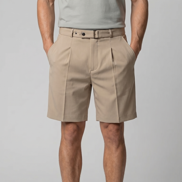 Pleated Tailored Chino Shorts