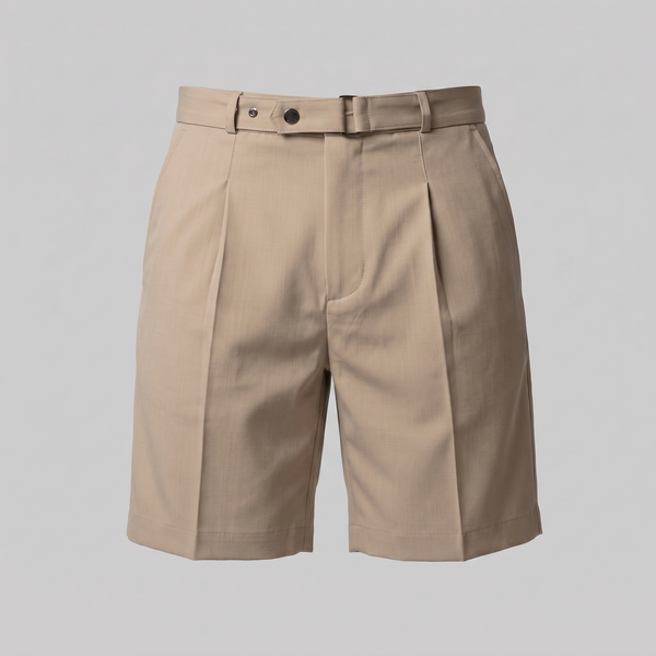 Pleated Tailored Chino Shorts