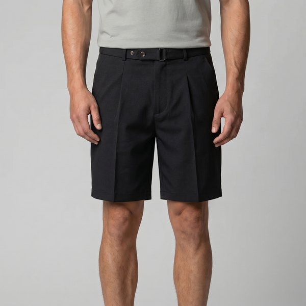 Pleated Tailored Chino Shorts
