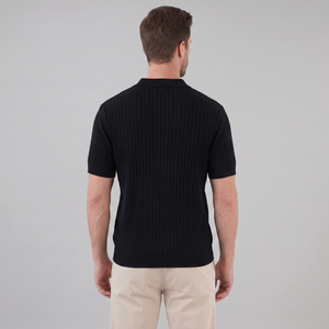 Rib-Knit Short Sleeve Polo Shirt