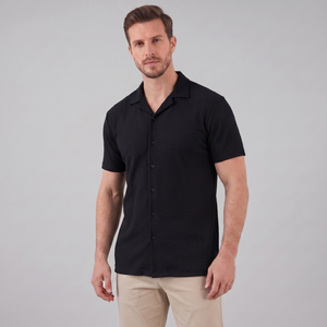 Ribbed Cuban Collar Shirt