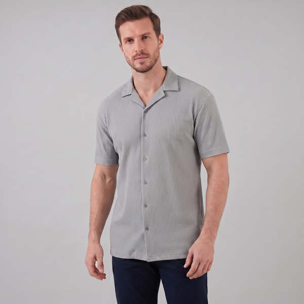 Ribbed Cuban Collar Shirt