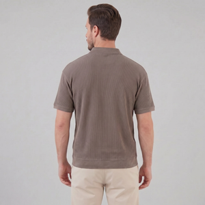 Ribbed Short Sleeve Polo Shirt