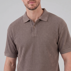 Ribbed Short Sleeve Polo Shirt