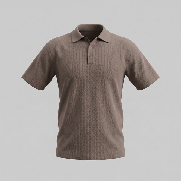 Ribbed Short Sleeve Polo Shirt