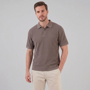 Ribbed Short Sleeve Polo Shirt