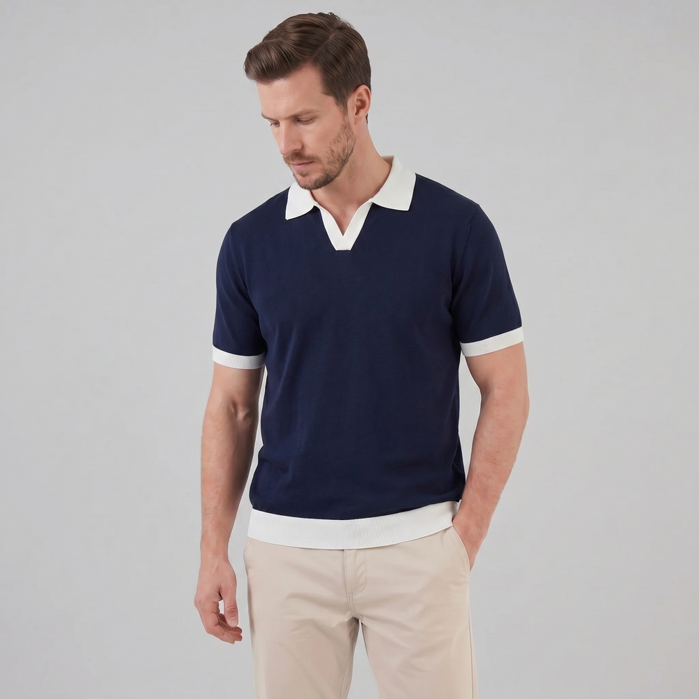 Short Sleeve Knitted Polo Shirt