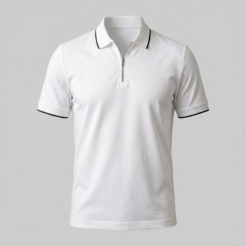 Short Sleeve Polo Shirt With Zip Placket