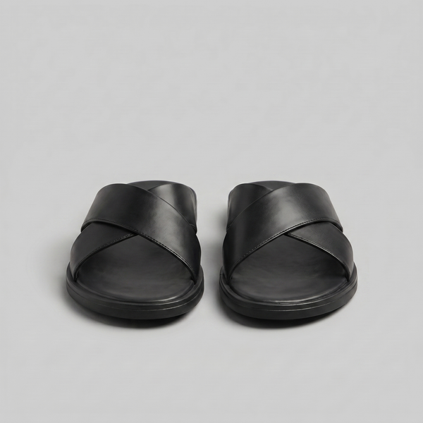 Slide Sandals With Cross Strap Design