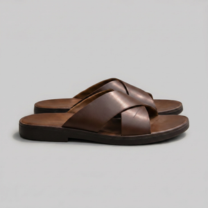 Slide Sandals With Cross Strap Design