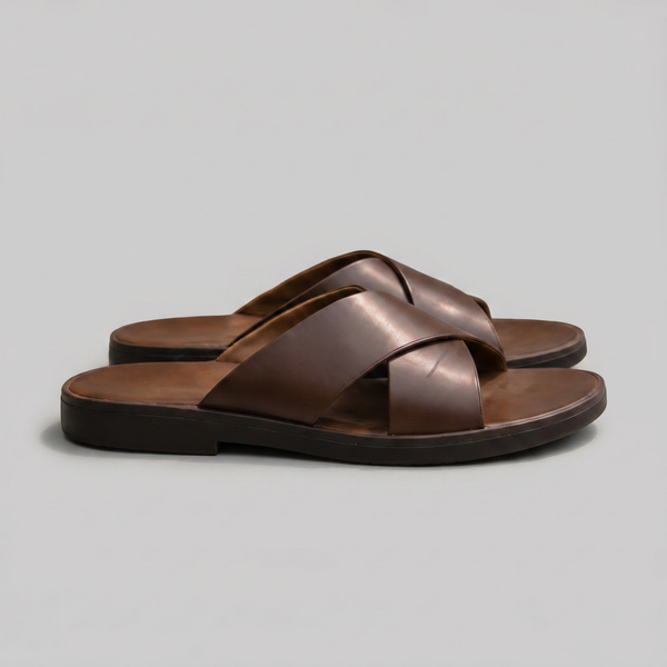 Slide Sandals With Cross Strap Design