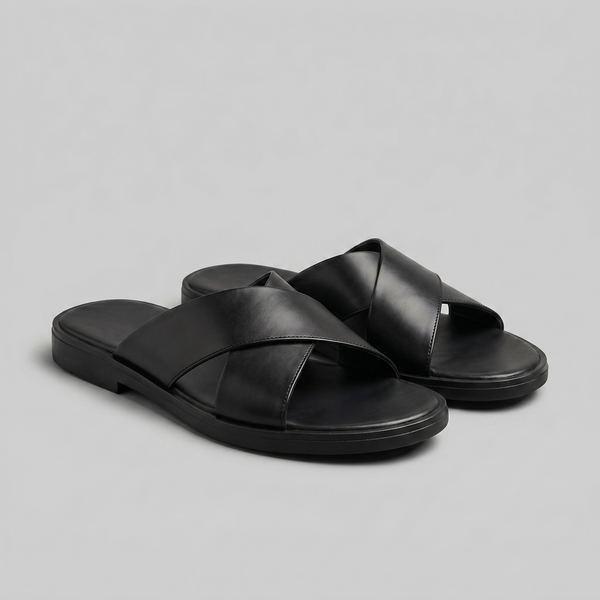 Slide Sandals With Cross Strap Design
