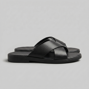 Slide Sandals With Cross Strap Design
