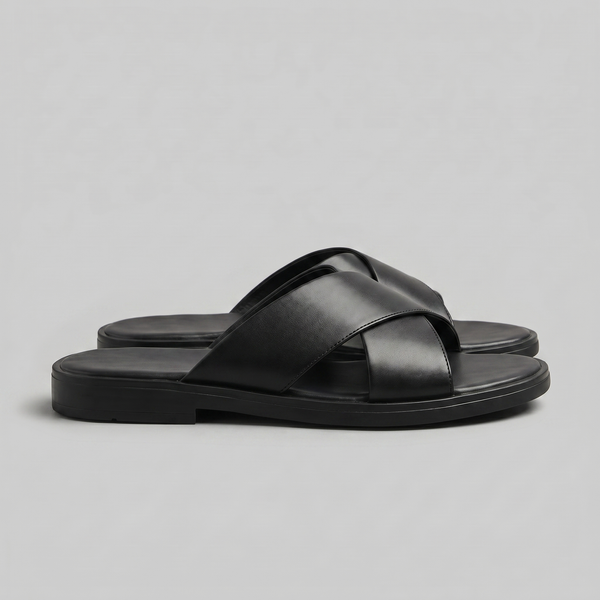 Slide Sandals With Cross Strap Design