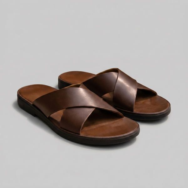 Slide Sandals With Cross Strap Design