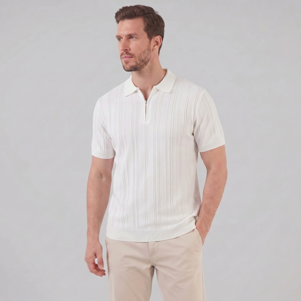 Slim Fit Zip Up Polo Shirt