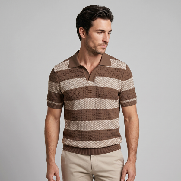 Stripe Jacquard Knit Polo