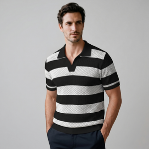 Stripe Jacquard Knit Polo