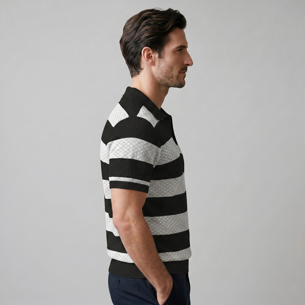 Stripe Jacquard Knit Polo