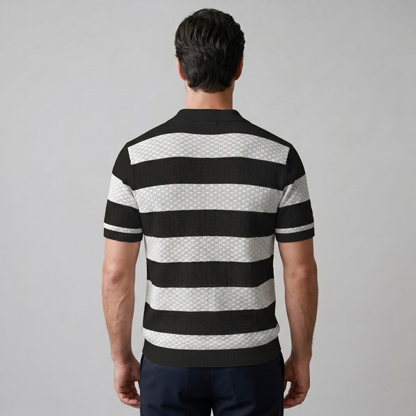 Stripe Jacquard Knit Polo