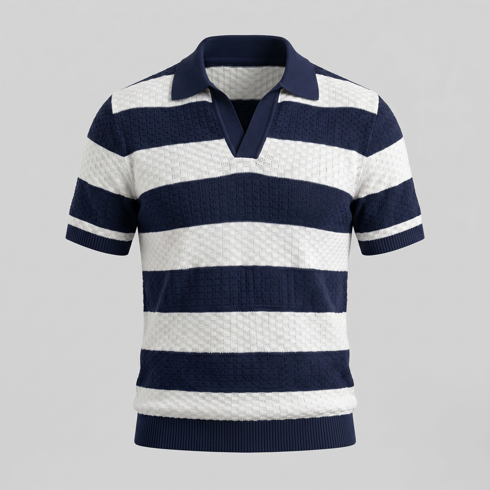 Stripe Jacquard Knit Polo
