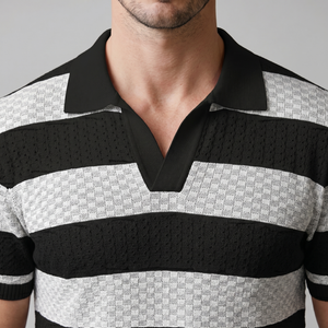 Stripe Jacquard Knit Polo