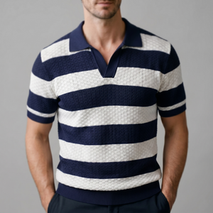 Stripe Jacquard Knit Polo