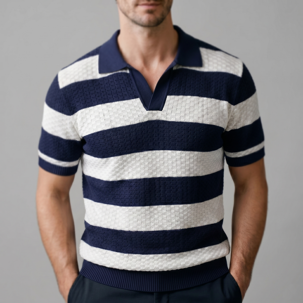 Stripe Jacquard Knit Polo