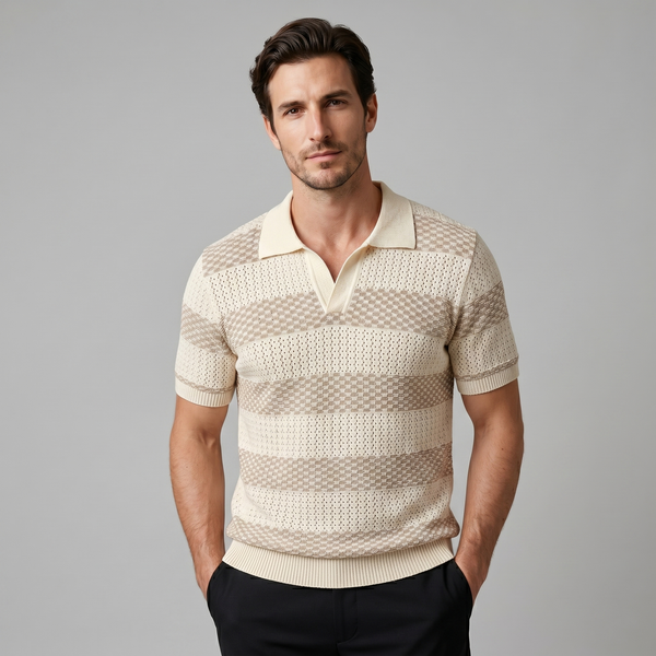 Stripe Jacquard Knit Polo